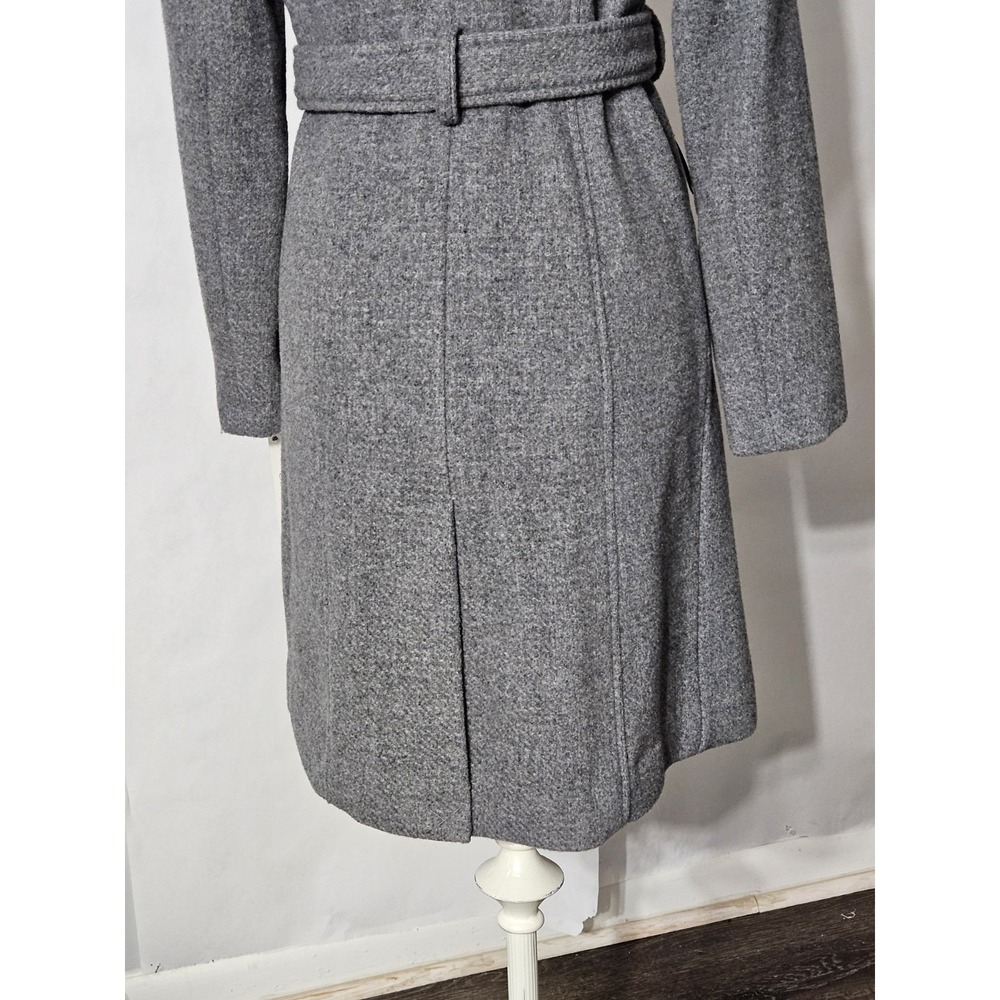 Calvin Klein Grey Women's Wool Blend Angled Twill Wrap Belted Coat Size XS - Picture 9 of 15